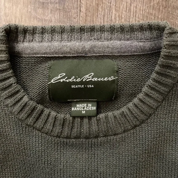 SOLD DO NOT BUY Mens Eddie Bauer Olive Green Sweater Size M - Picture 3 of 6